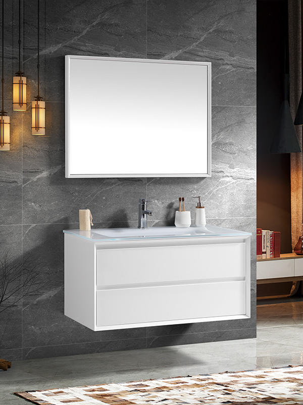 120CM现代优雅高光白色壁挂浴室柜套装