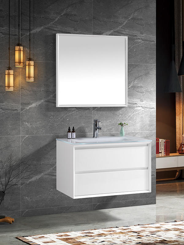 80CM现代优雅高光白色壁挂浴室柜套装