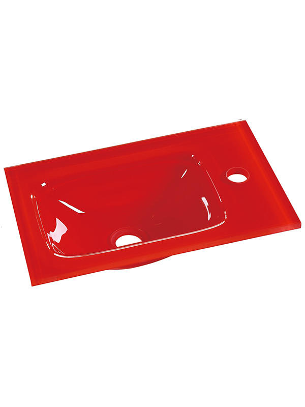 43cm红色小玻璃盆浴室水槽