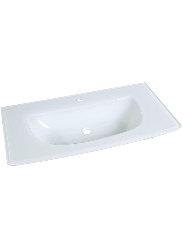 101 厘米超透明玻璃白色弧形玻璃台盆浴室水槽