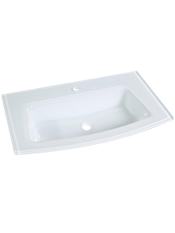 81 厘米超透明玻璃白色弧形玻璃台盆浴室水槽
